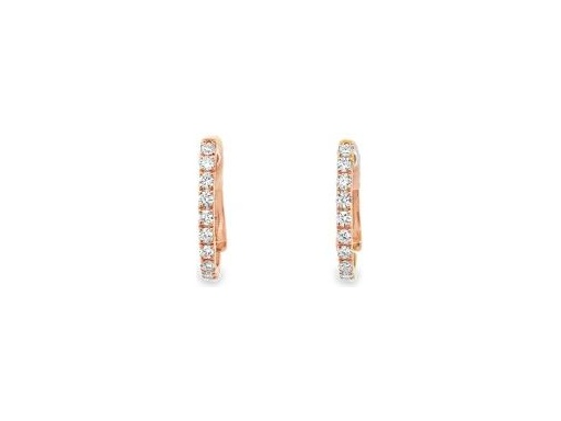 18K Rose Gold Hoop Earrings with Natural Round Diamonds